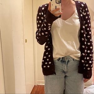 y2k 90s vintage H&M purple polka dot cotton blend cardigan